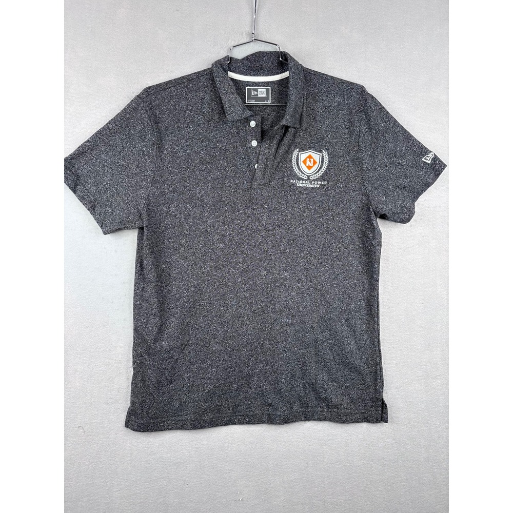 New Era Mens National Power University Polo Shirt Charcoal Heather Grey Large